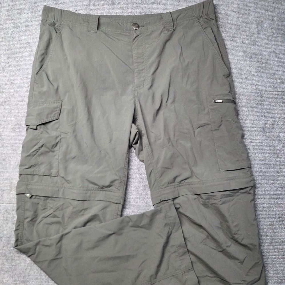 Columbia Omni-Shade Mens 38x32 Convertible Cargo Pants Olive Gray Hiking Pants